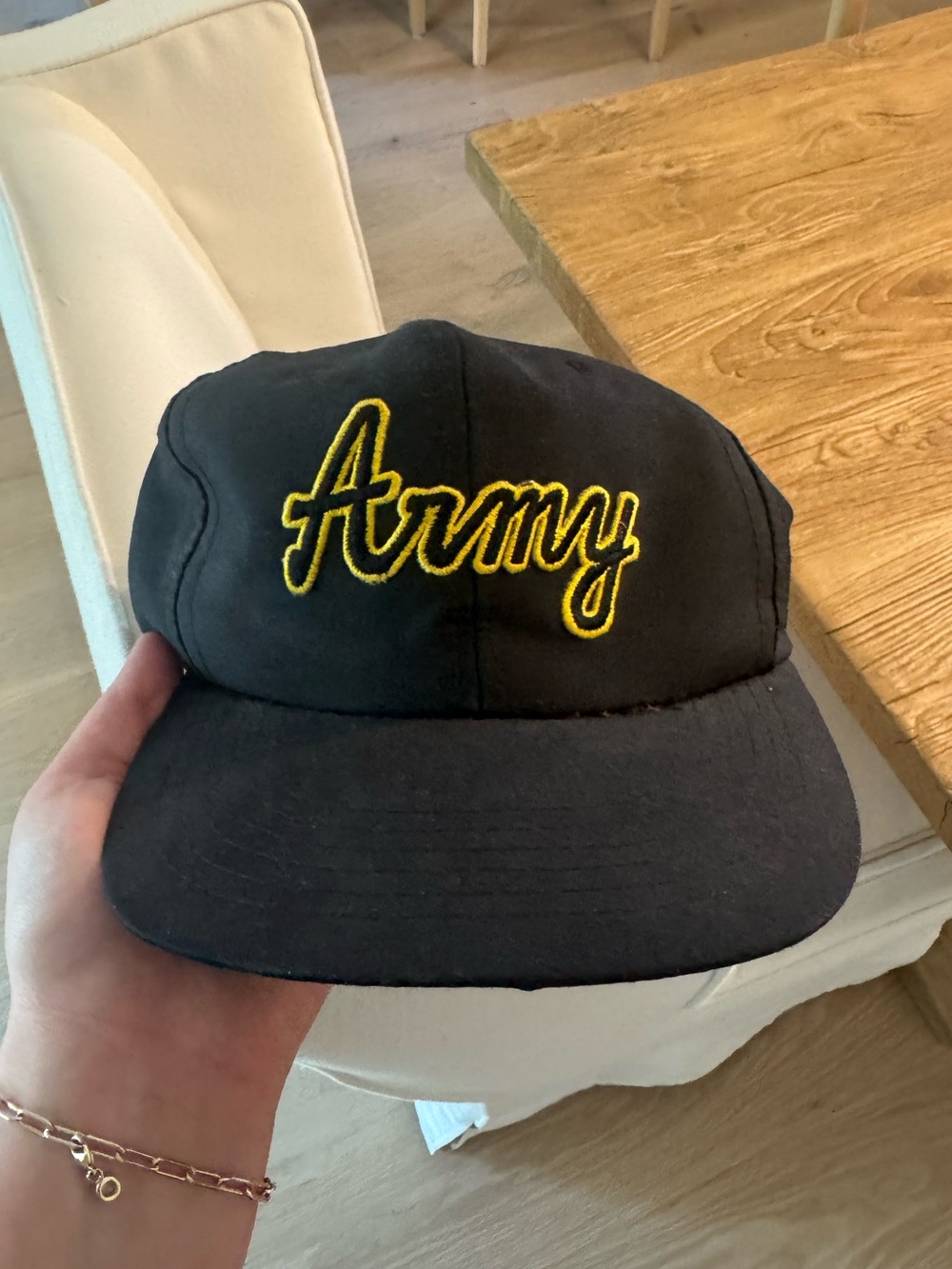 Vintage Army Snapback Script Embroidered Hat Universal Cap